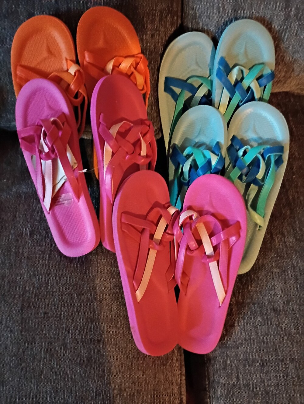 Kids Colorful Braided Strap Sandals - Pink, Orange, Aqua